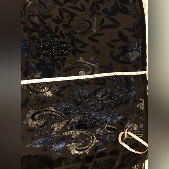 VTG R&K Evening Fringe Skirt with Velvet, Embroidery Beading Detail size 12 - Picture 10 of 14